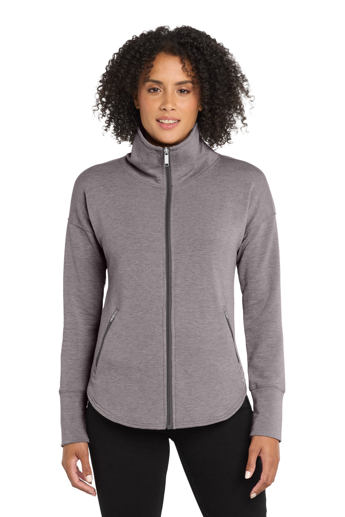 OGIO Women's Luuma Full-Zip Fleece. LOG812 - Petrol Grey Heather - front