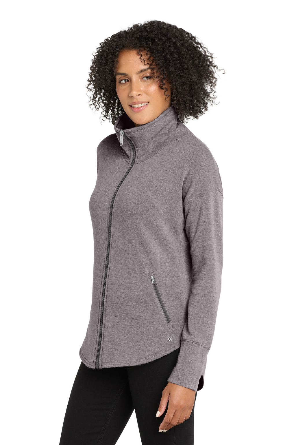 OGIO Women's Luuma Full-Zip Fleece. LOG812 - Petrol Grey Heather - side