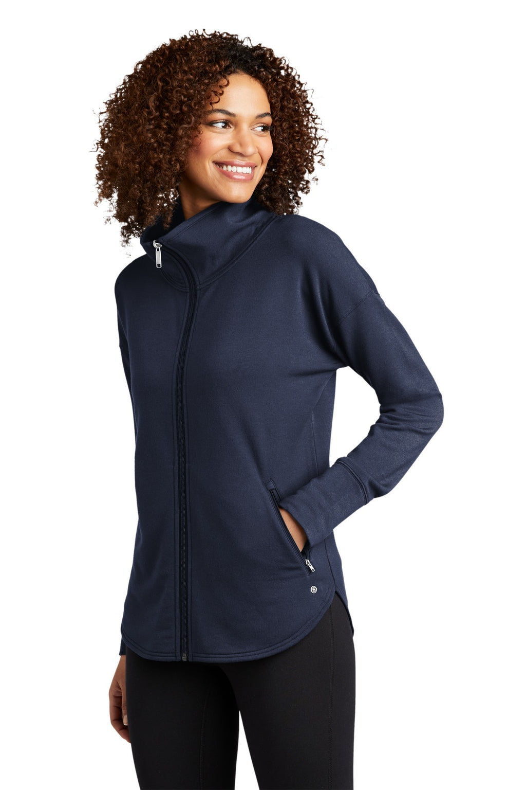 OGIO Women's Luuma Full-Zip Fleece. LOG812 - River Blue Navy - three_q