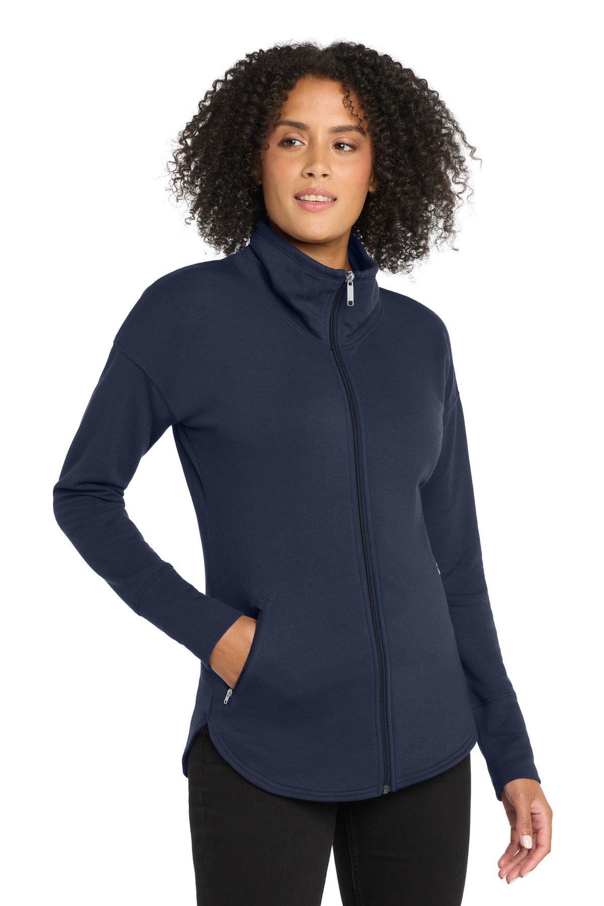 OGIO Women's Luuma Full-Zip Fleece. LOG812 - River Blue Navy - front