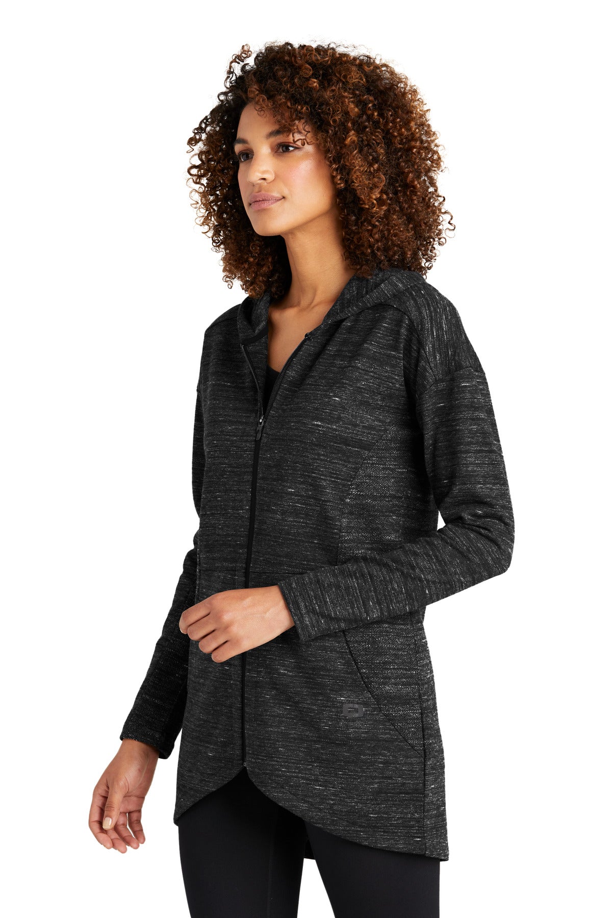 OGIO Women's Flux Full-Zip Hoodie LOG823 - Blacktop Heather - three_q