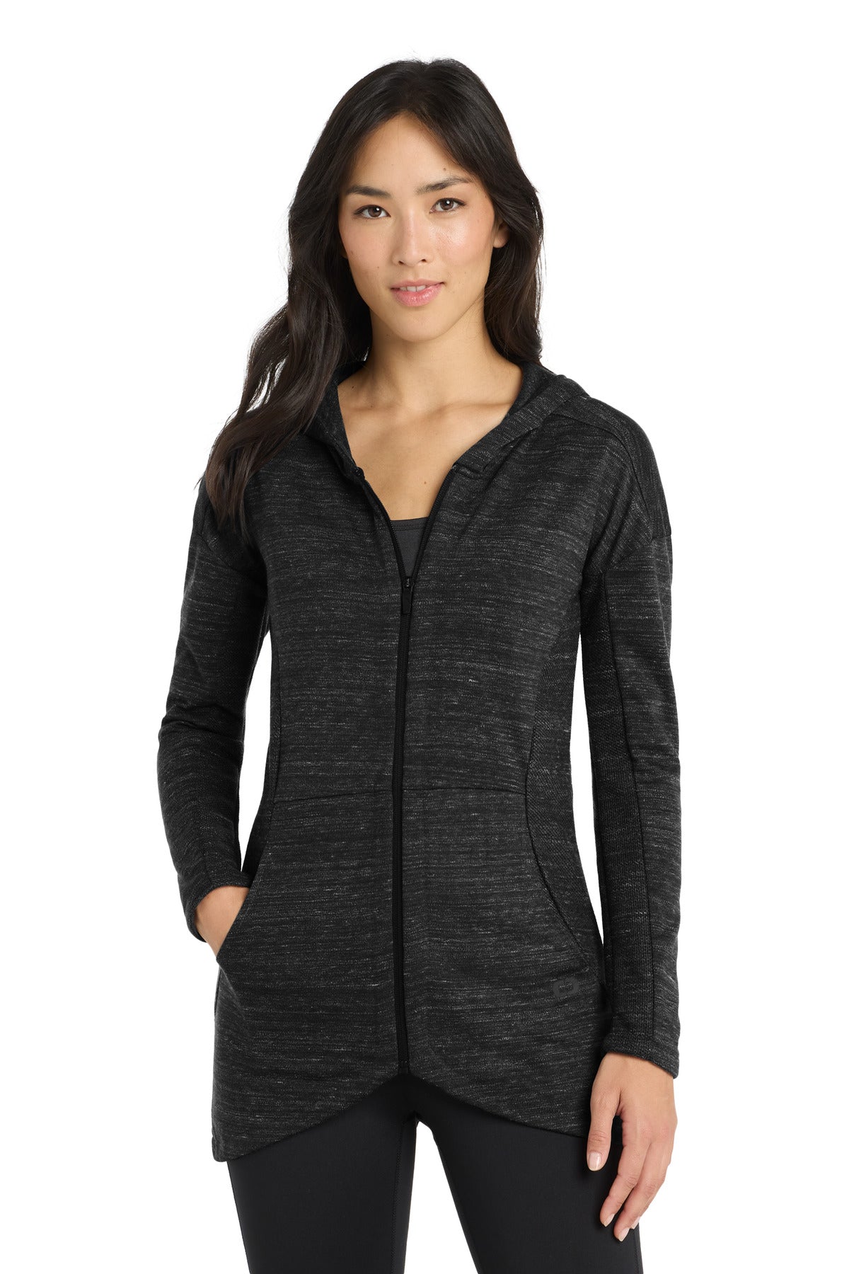 OGIO Women's Flux Full-Zip Hoodie LOG823 - Blacktop Heather - front