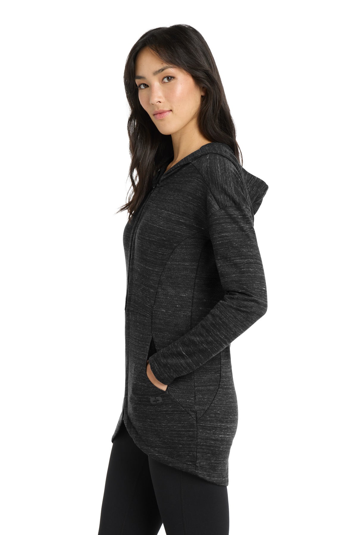 OGIO Women's Flux Full-Zip Hoodie LOG823 - Blacktop Heather - side