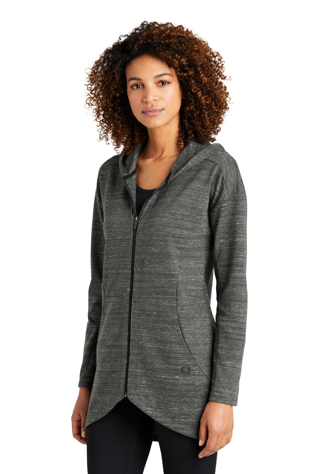 OGIO Women's Flux Full-Zip Hoodie LOG823 - Tarmac Grey Heather - three_q