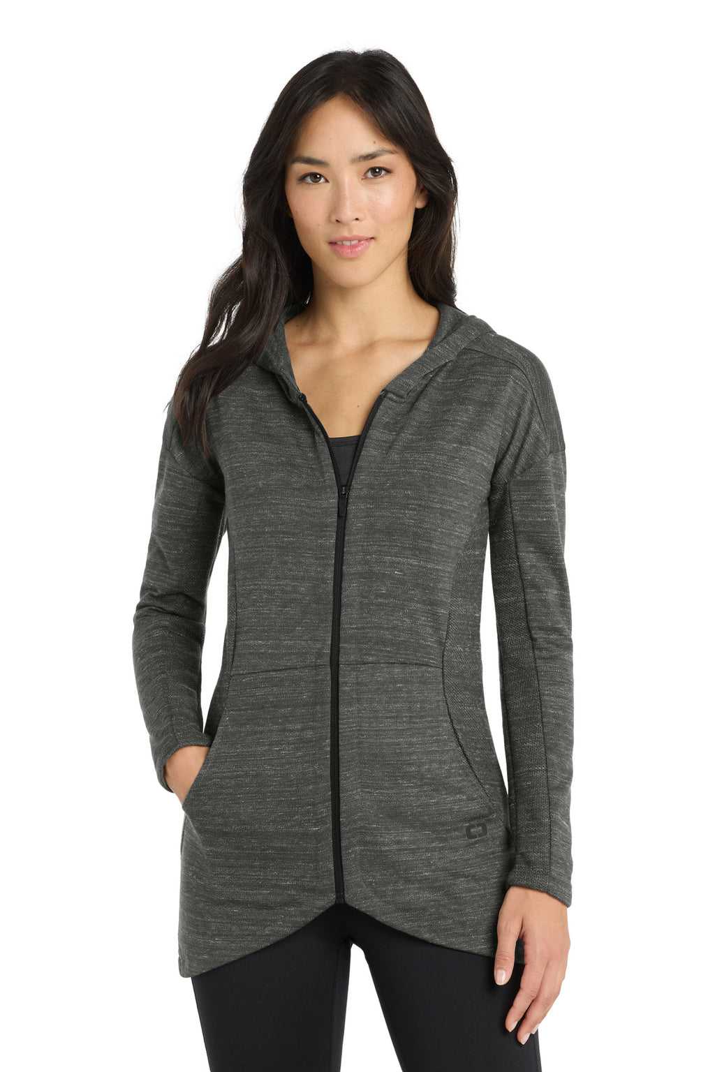 OGIO Women's Flux Full-Zip Hoodie LOG823 - Tarmac Grey Heather - front