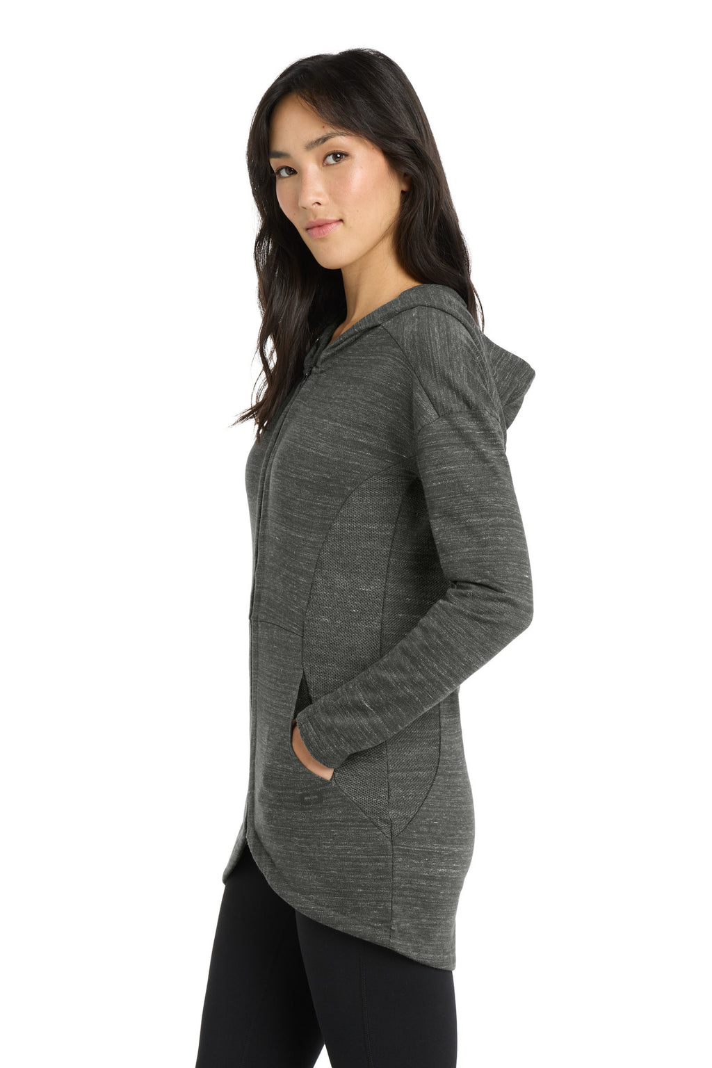 OGIO Women's Flux Full-Zip Hoodie LOG823 - Tarmac Grey Heather - side