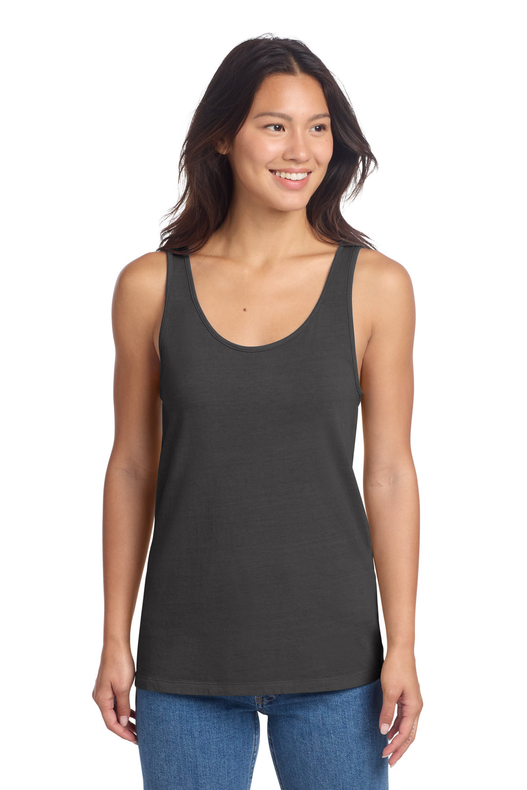 Port & Co Women's Beach Wash Garment-Dyed Tank LPC099TT - Coal - front