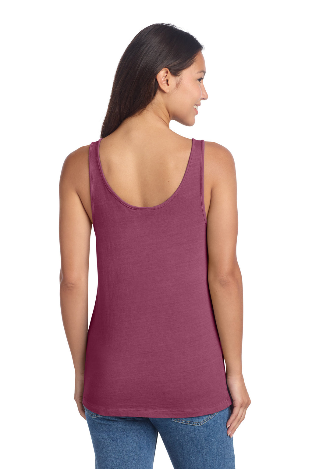 Port & Co Women's Beach Wash Garment-Dyed Tank LPC099TT - Vintage Raspberry - back