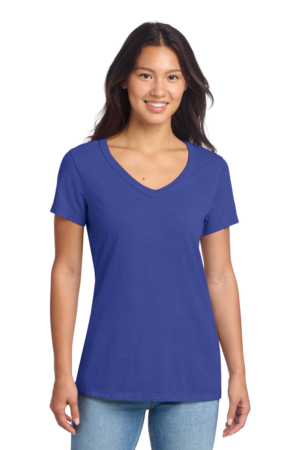 Port & Co Women's Beach Wash Garment-Dyed V-Neck Tee LPC099V - Blue Iris - front