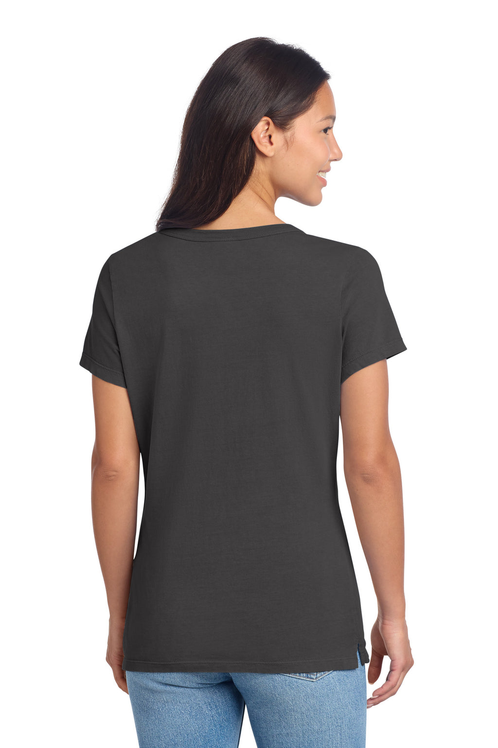 Port & Co Women's Beach Wash Garment-Dyed V-Neck Tee LPC099V - Coal - back