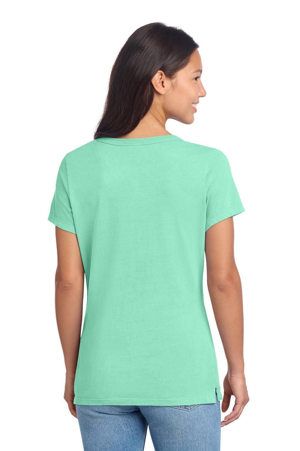 Port & Co Women's Beach Wash Garment-Dyed V-Neck Tee LPC099V - Jadeite - back