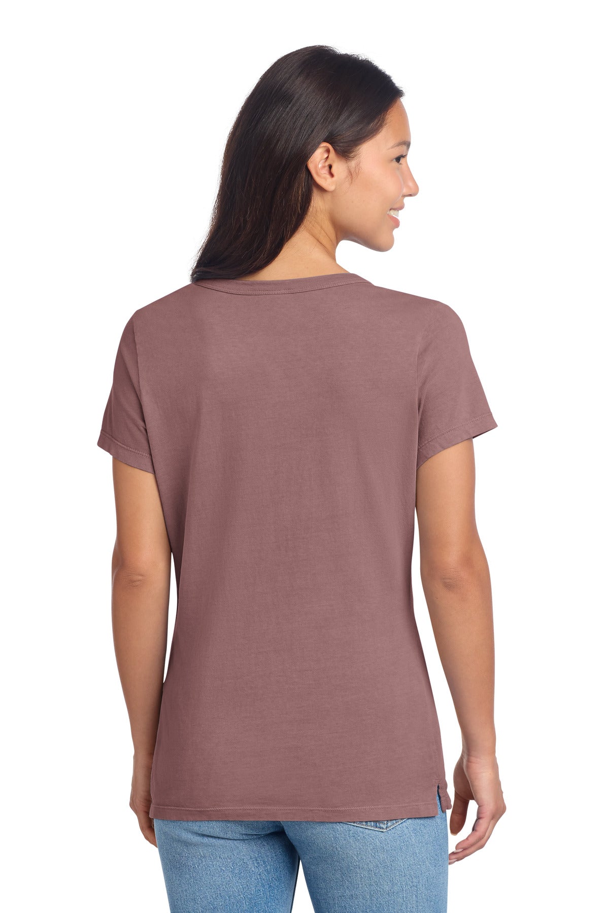 Port & Co Women's Beach Wash Garment-Dyed V-Neck Tee LPC099V - Nostalgia Rose - back