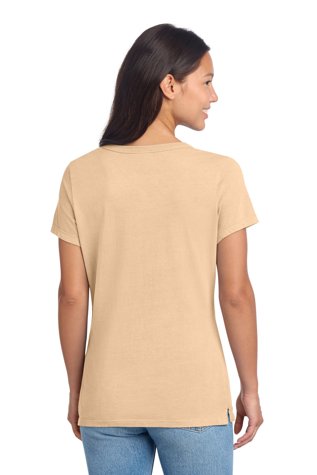 Port & Co Women's Beach Wash Garment-Dyed V-Neck Tee LPC099V - Peach - back