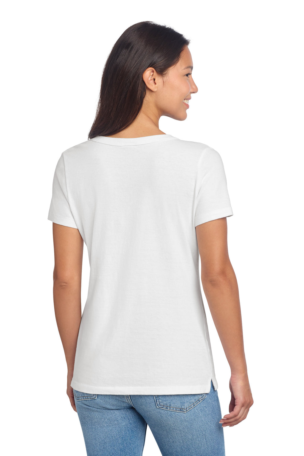 Port & Co Women's Beach Wash Garment-Dyed V-Neck Tee LPC099V - White - back