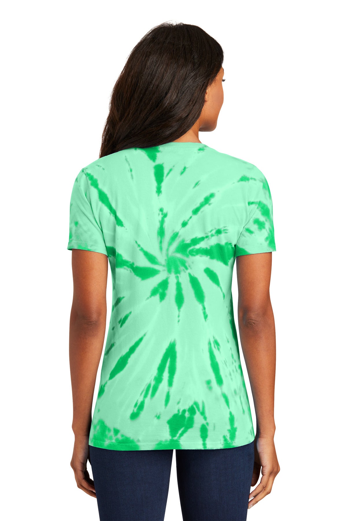 Port & Co Women's Tie-Dye V-Neck Tee. LPC147V - Kelly - back