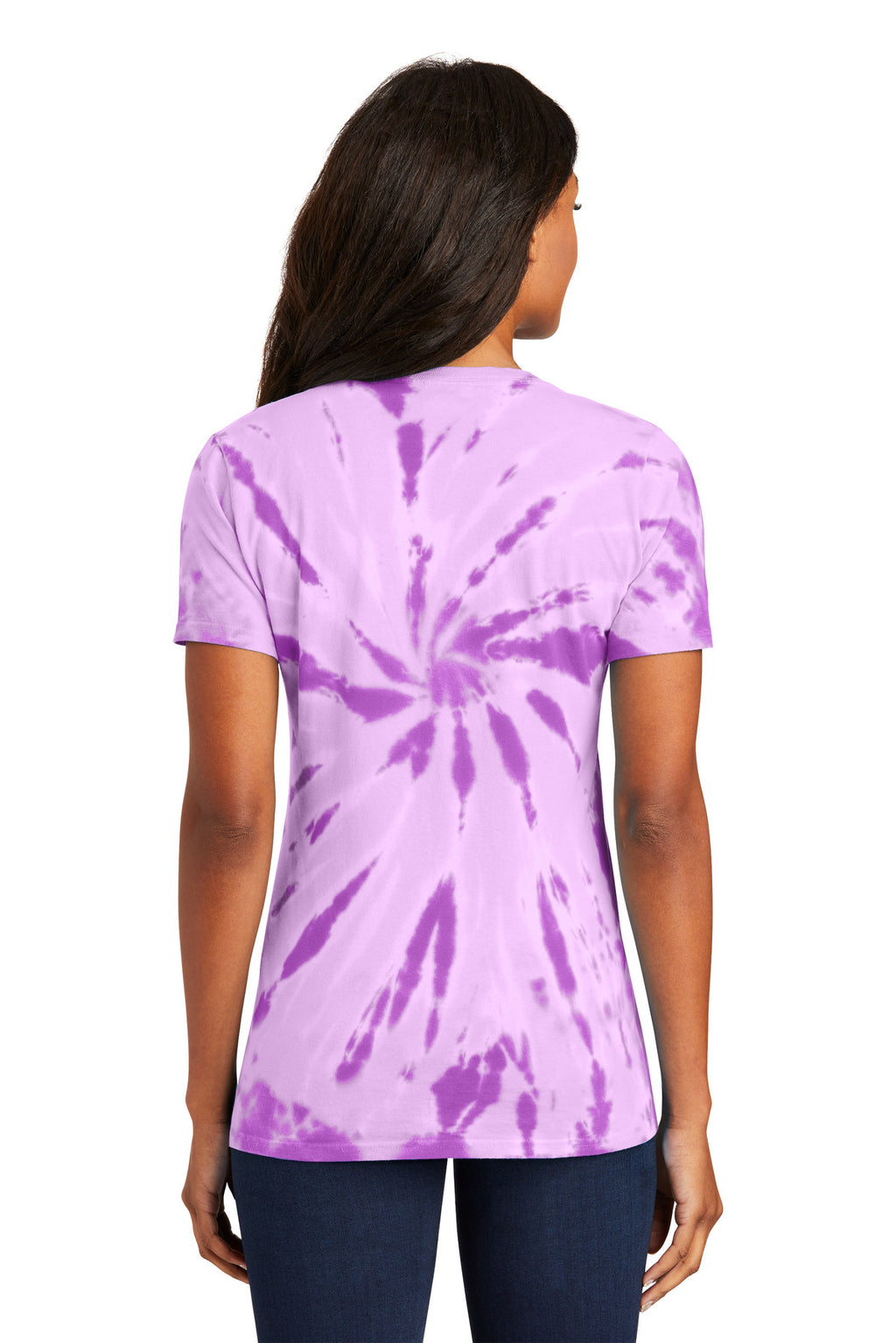Port & Co Women's Tie-Dye V-Neck Tee. LPC147V - Purple - back