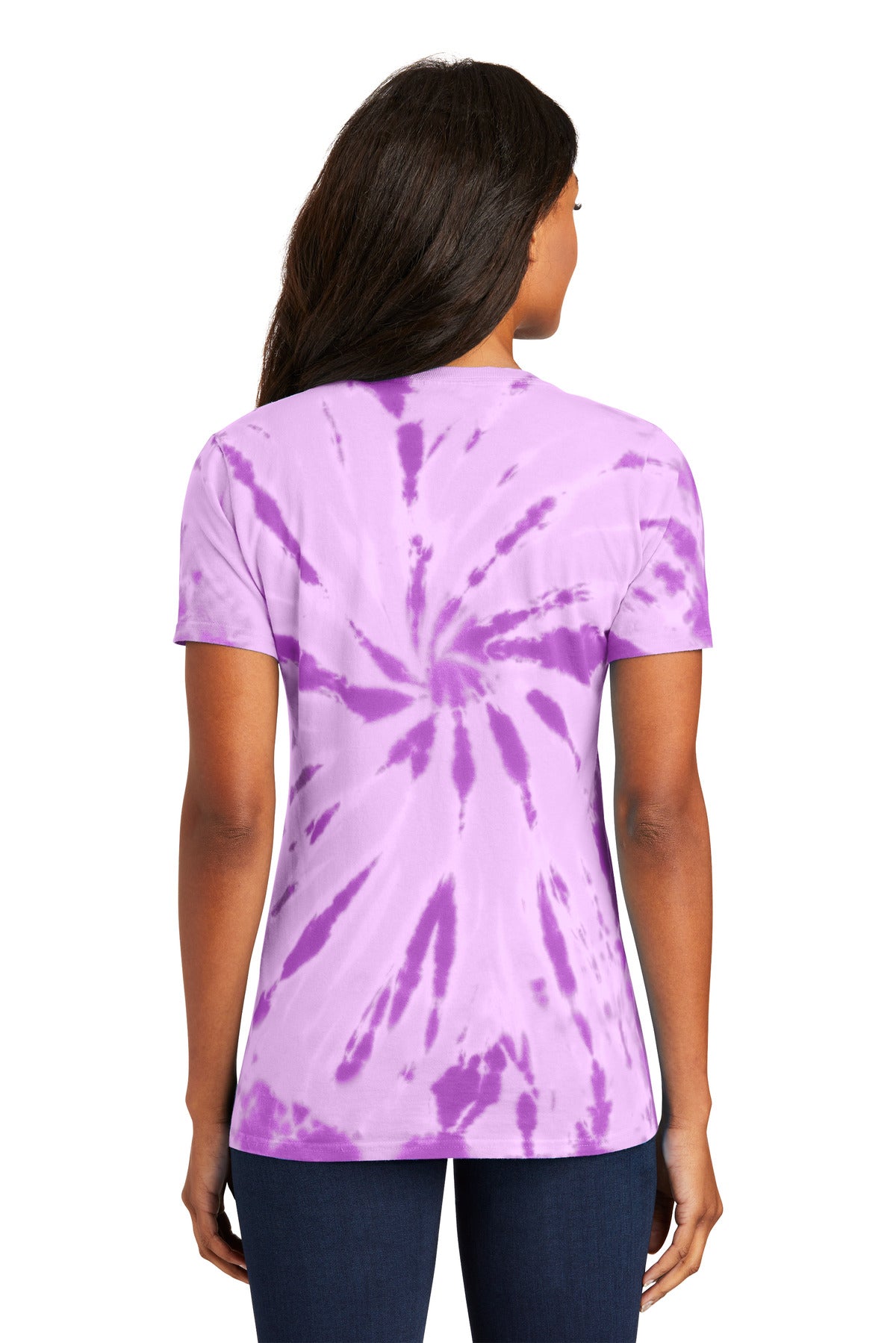 Port & Co Women's Tie-Dye V-Neck Tee. LPC147V - Purple - back