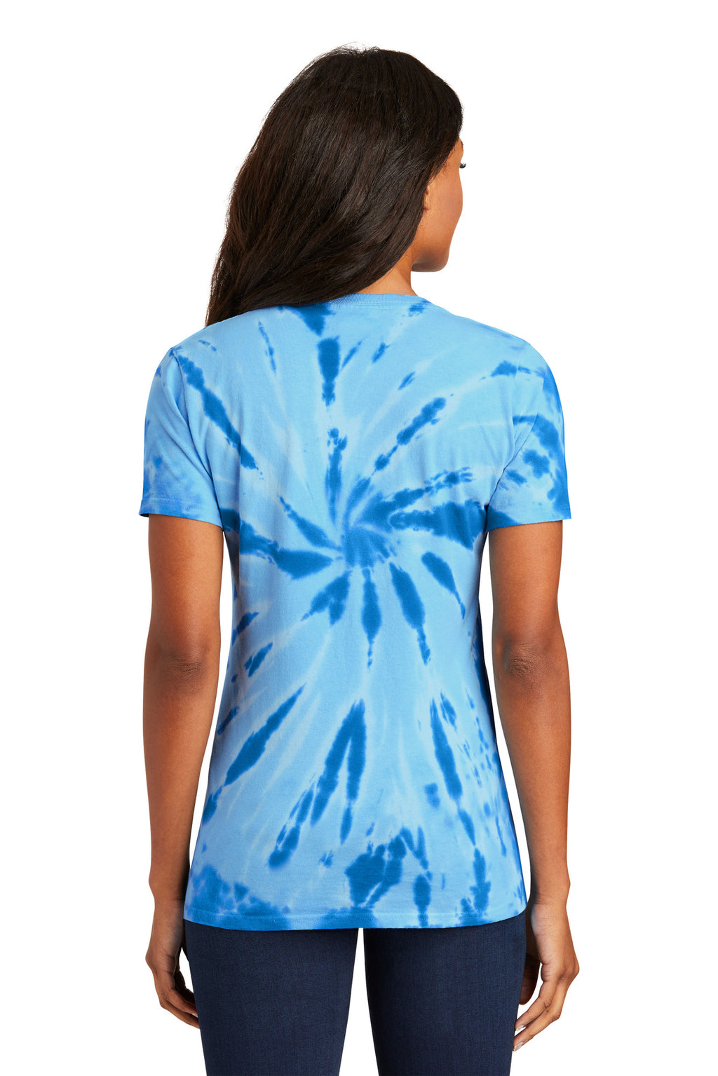 Port & Co Women's Tie-Dye V-Neck Tee. LPC147V - Royal - back
