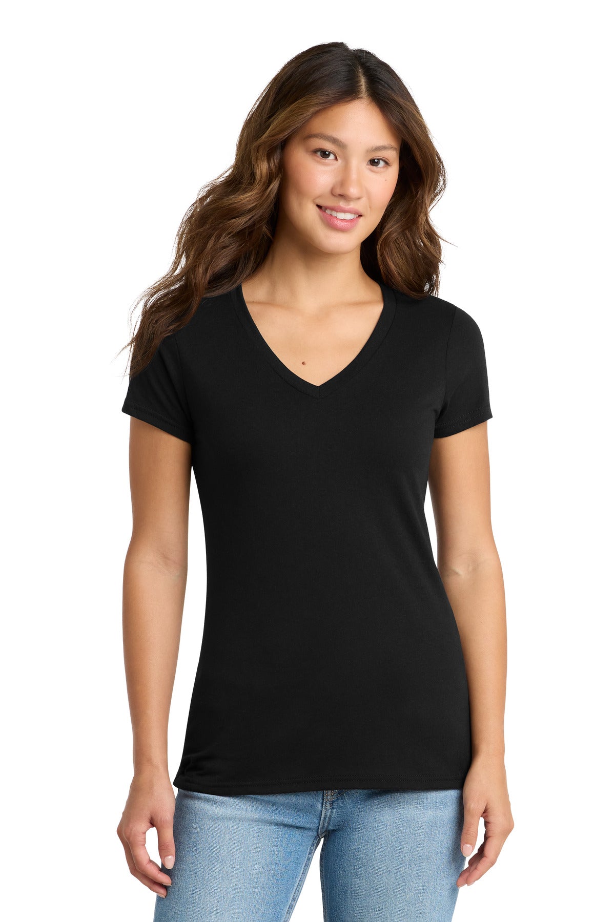 Port & Co Women's Tri-Blend V-Neck Tee. LPC330V - Black - front