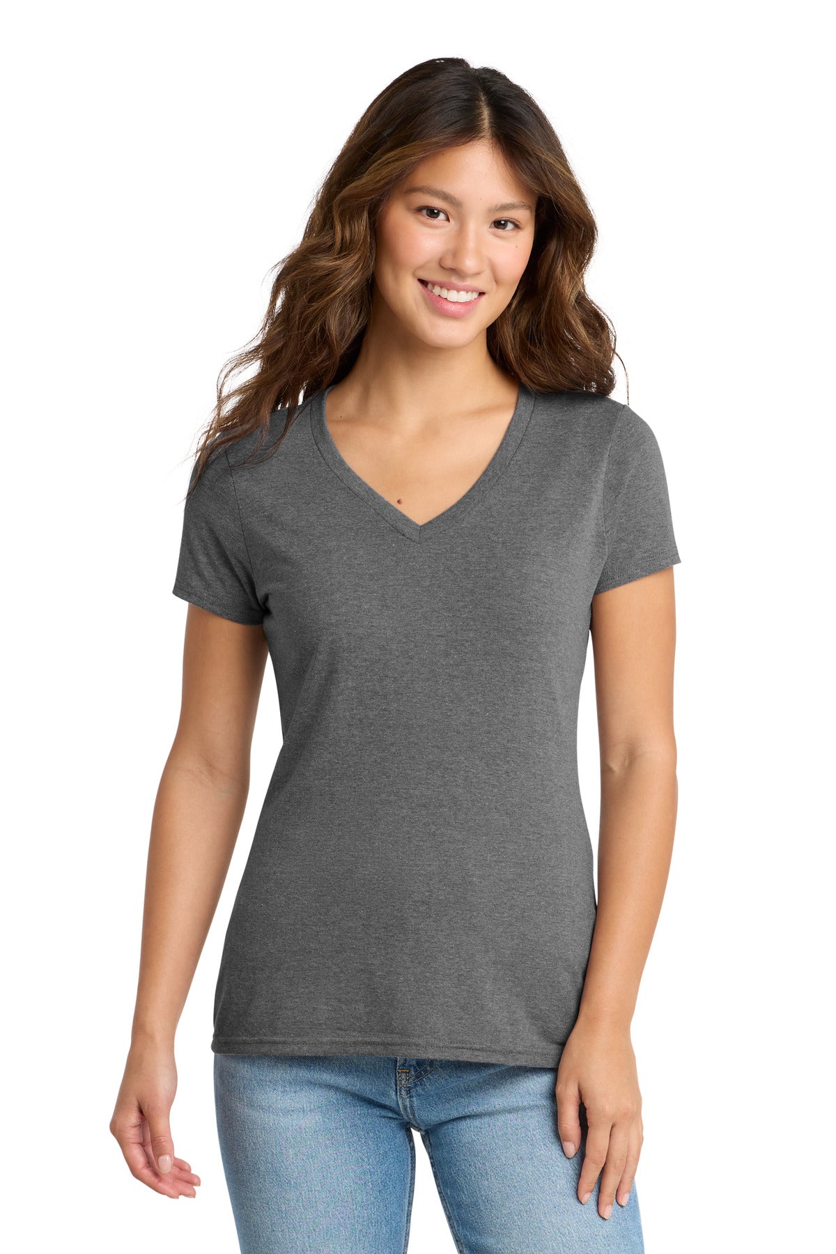 Port & Co Women's Tri-Blend V-Neck Tee. LPC330V - Graphite Heather - front