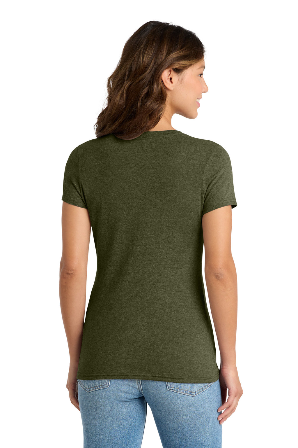 Port & Co Women's Tri-Blend V-Neck Tee. LPC330V - Military Green Heather - back