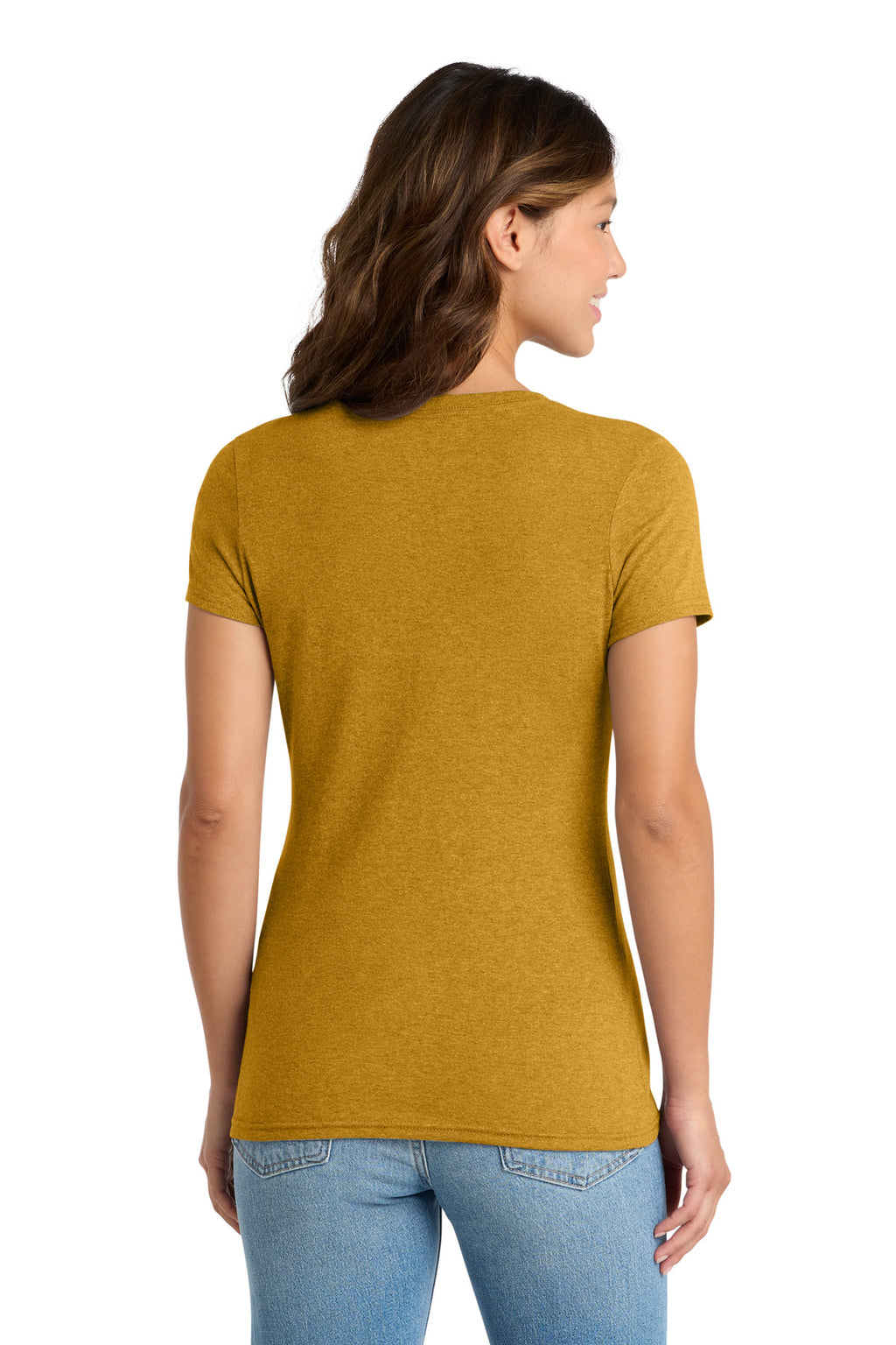 Port & Co Women's Tri-Blend V-Neck Tee. LPC330V - Ochre Yellow Heather - back