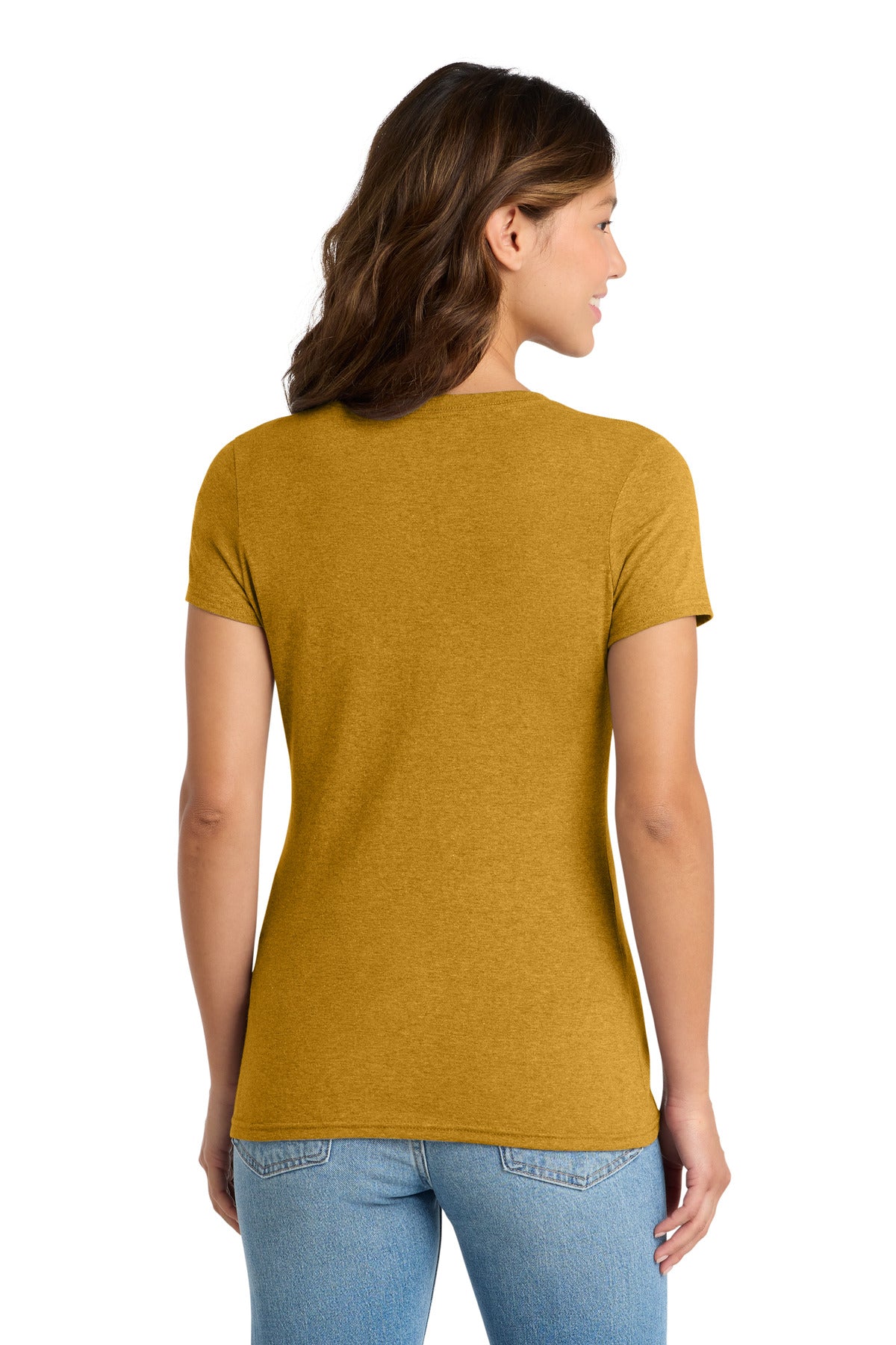 Port & Co Women's Tri-Blend V-Neck Tee. LPC330V - Ochre Yellow Heather - back