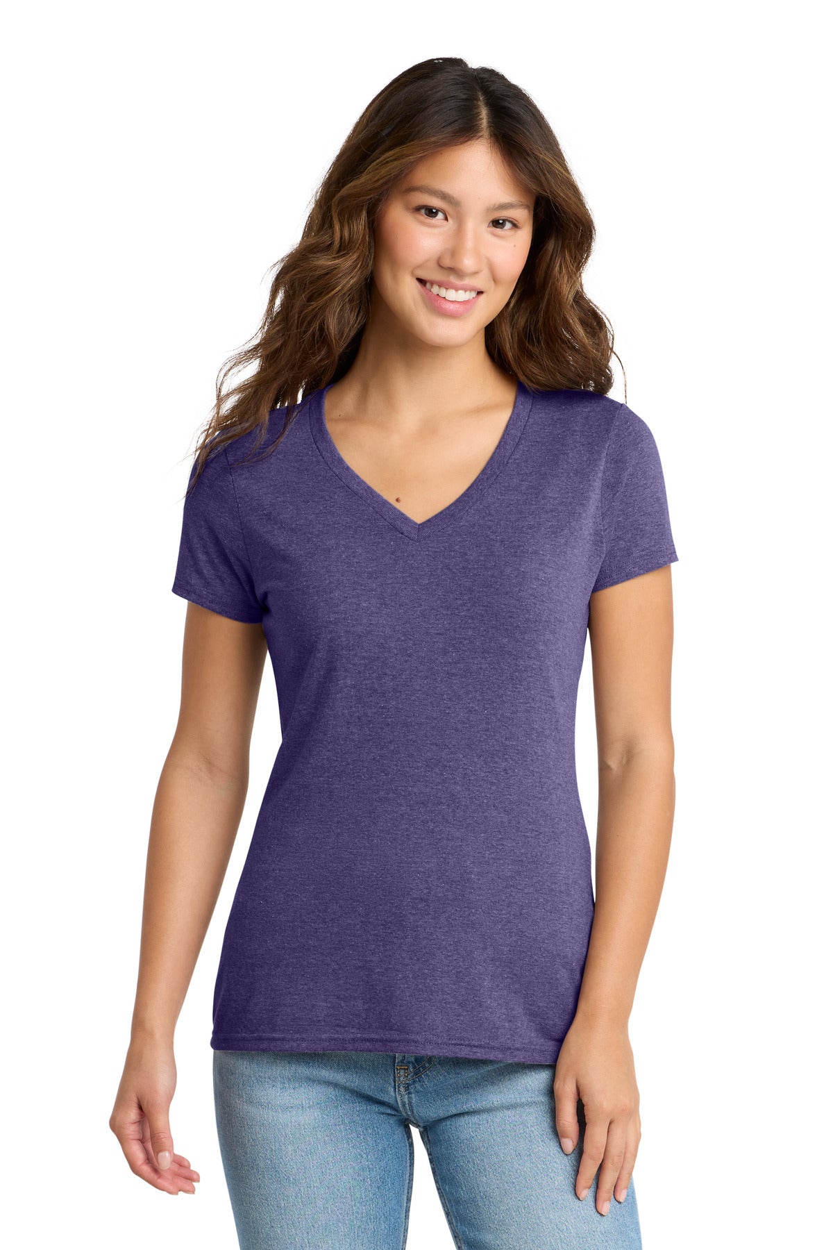 Port & Co Women's Tri-Blend V-Neck Tee. LPC330V - Team Purple Heather - front