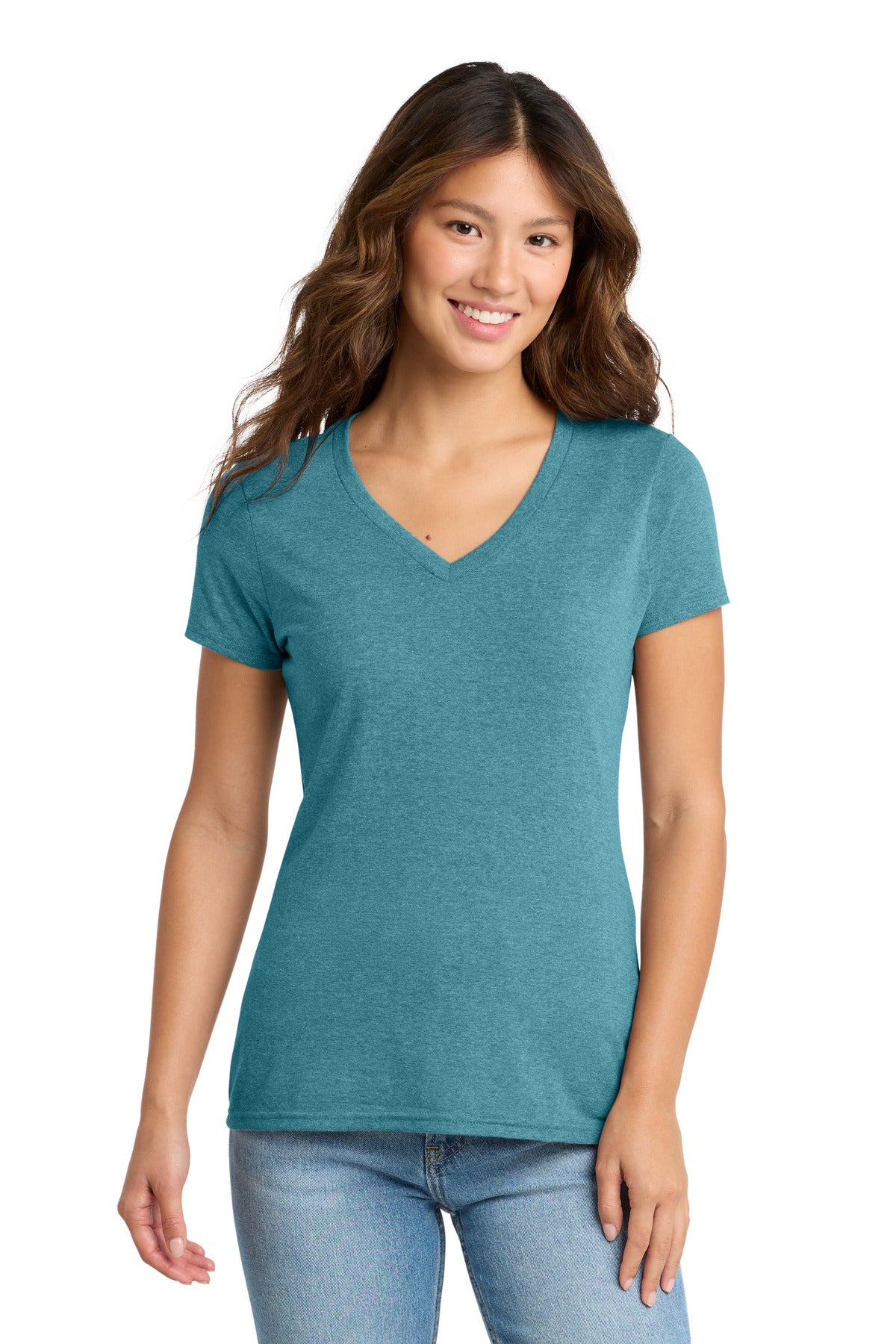 Port & Co Women's Tri-Blend V-Neck Tee. LPC330V - Vivid Teal Heather - front