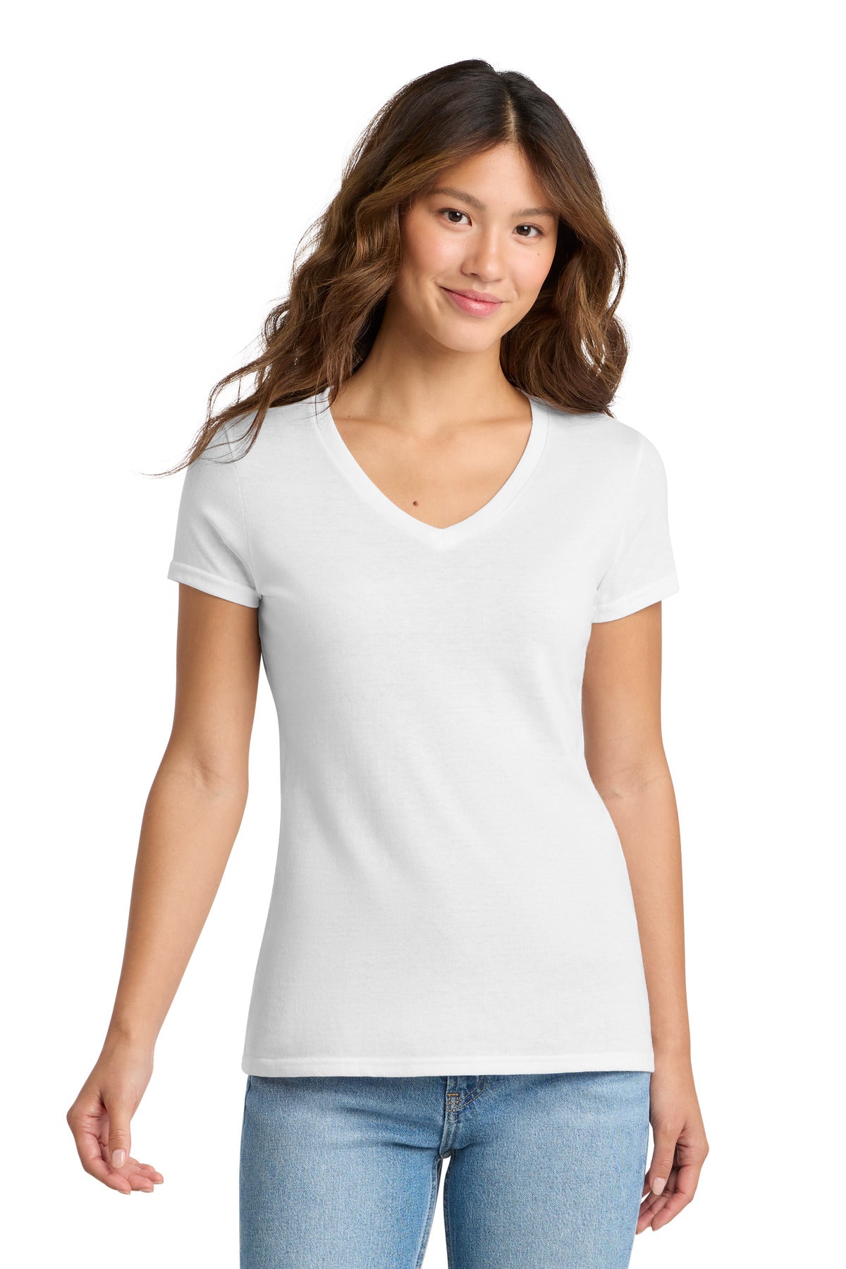 Port & Co Women's Tri-Blend V-Neck Tee. LPC330V - White - front