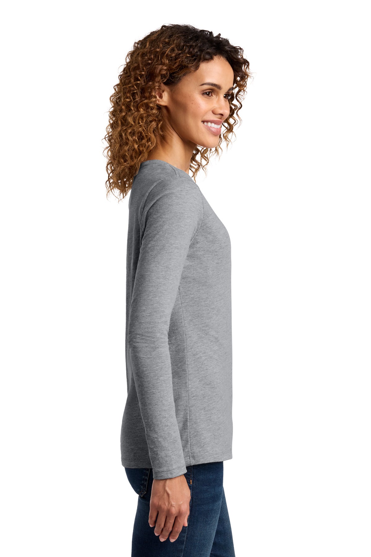 Port & Co Women's Long Sleeve Fan Favorite V-Neck Tee. LPC450VLS - Athletic Heather - side