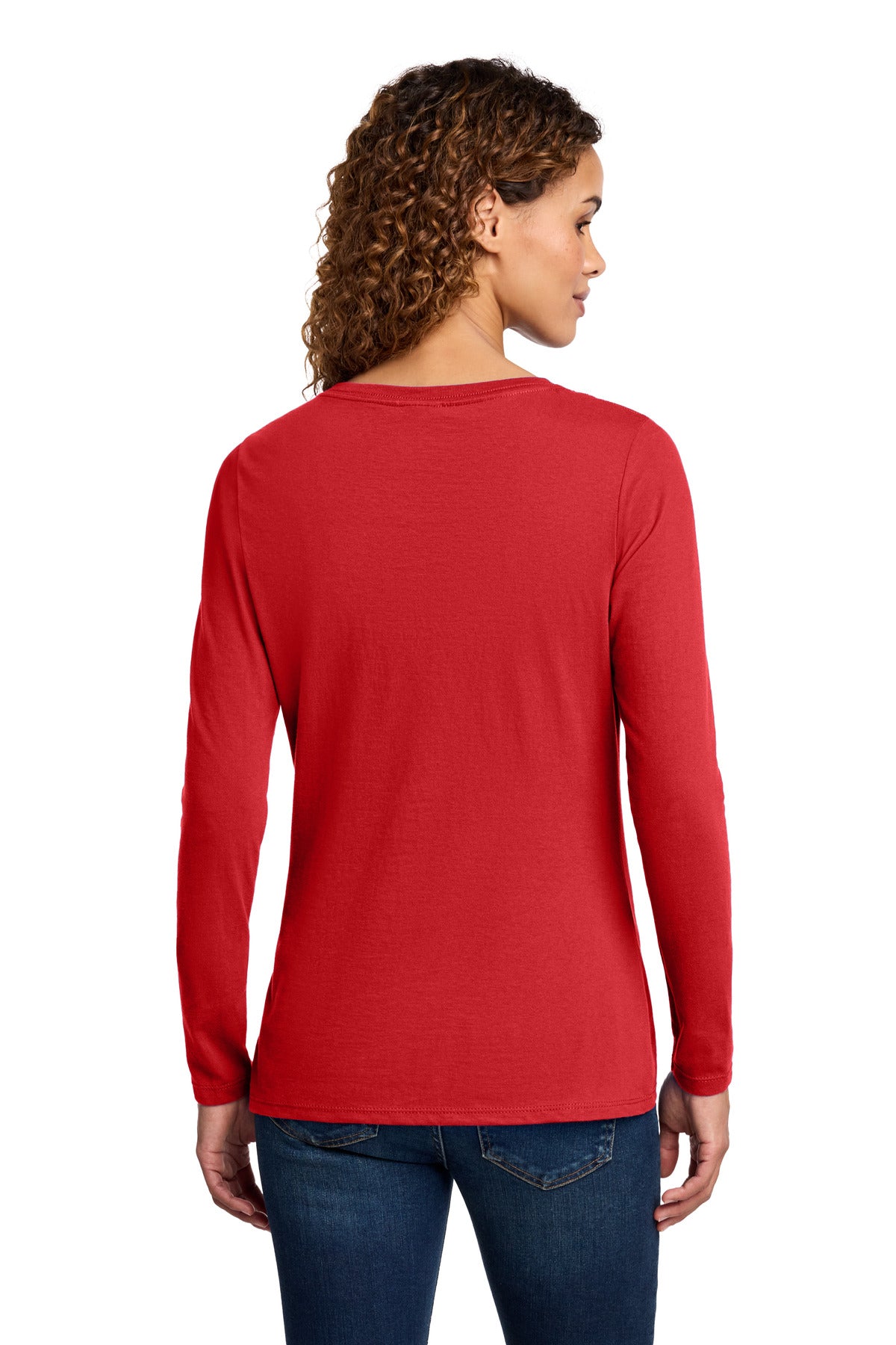 Port & Co Women's Long Sleeve Fan Favorite V-Neck Tee. LPC450VLS - Bright Red - back