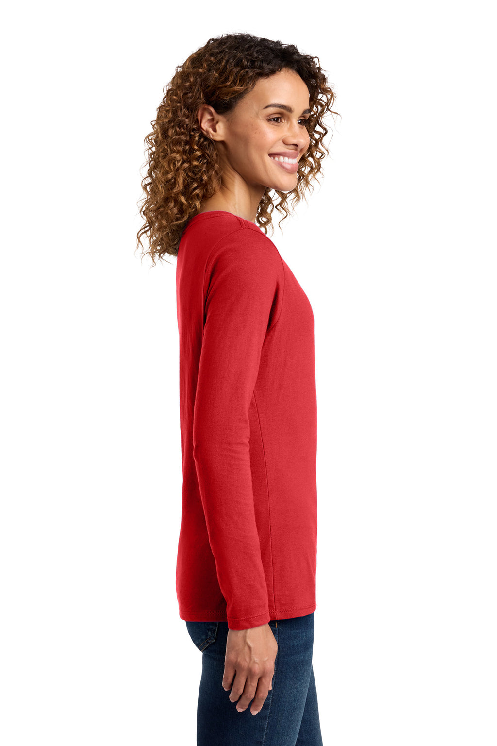 Port & Co Women's Long Sleeve Fan Favorite V-Neck Tee. LPC450VLS - Bright Red - side