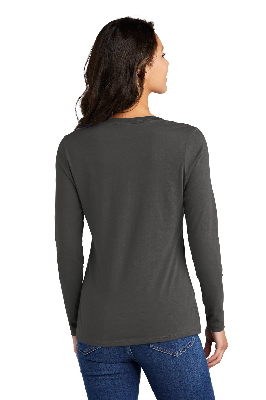 Port & Co Women's Long Sleeve Fan Favorite V-Neck Tee. LPC450VLS - Charcoal - back