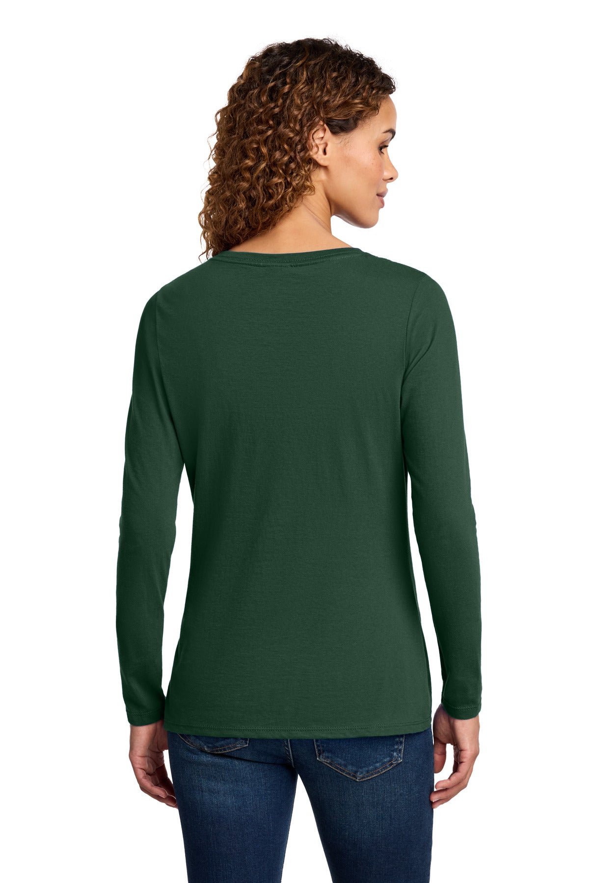 Port & Co Women's Long Sleeve Fan Favorite V-Neck Tee. LPC450VLS - Forest Green - back