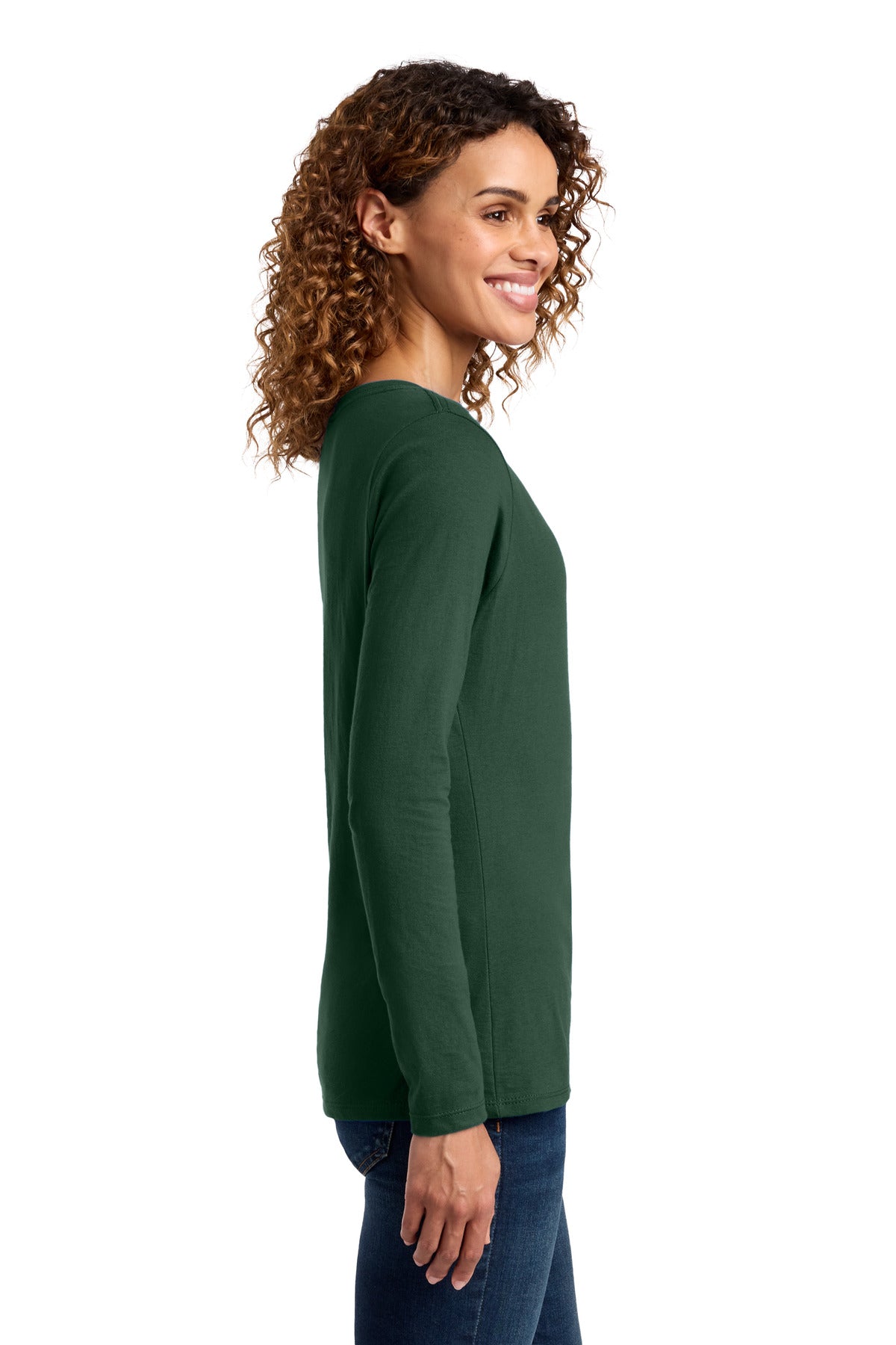Port & Co Women's Long Sleeve Fan Favorite V-Neck Tee. LPC450VLS - Forest Green - side