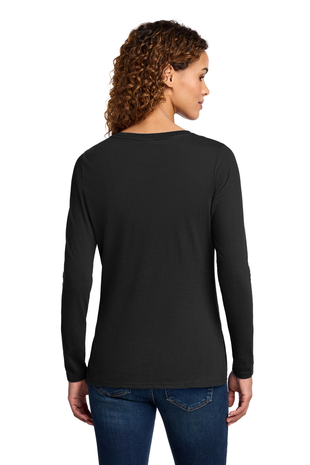 Port & Co Women's Long Sleeve Fan Favorite V-Neck Tee. LPC450VLS - Jet Black - back