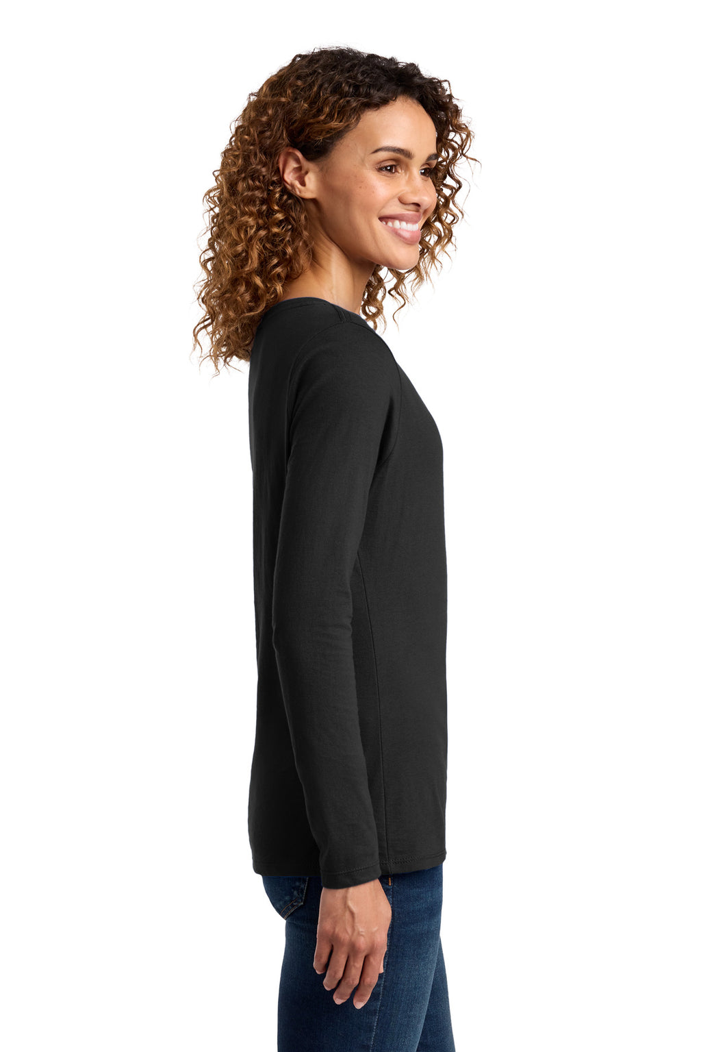 Port & Co Women's Long Sleeve Fan Favorite V-Neck Tee. LPC450VLS - Jet Black - side