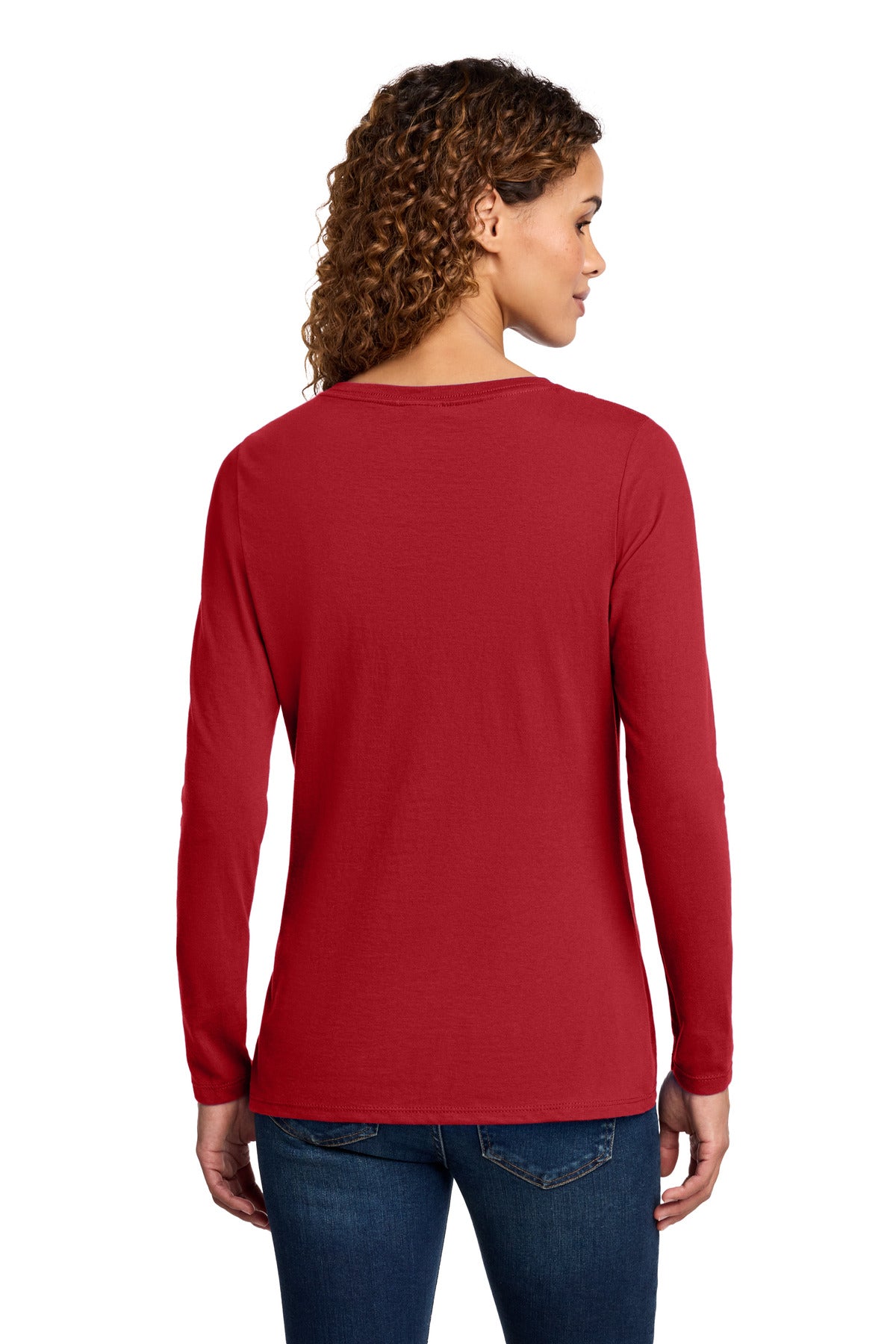 Port & Co Women's Long Sleeve Fan Favorite V-Neck Tee. LPC450VLS - Team Cardinal - back