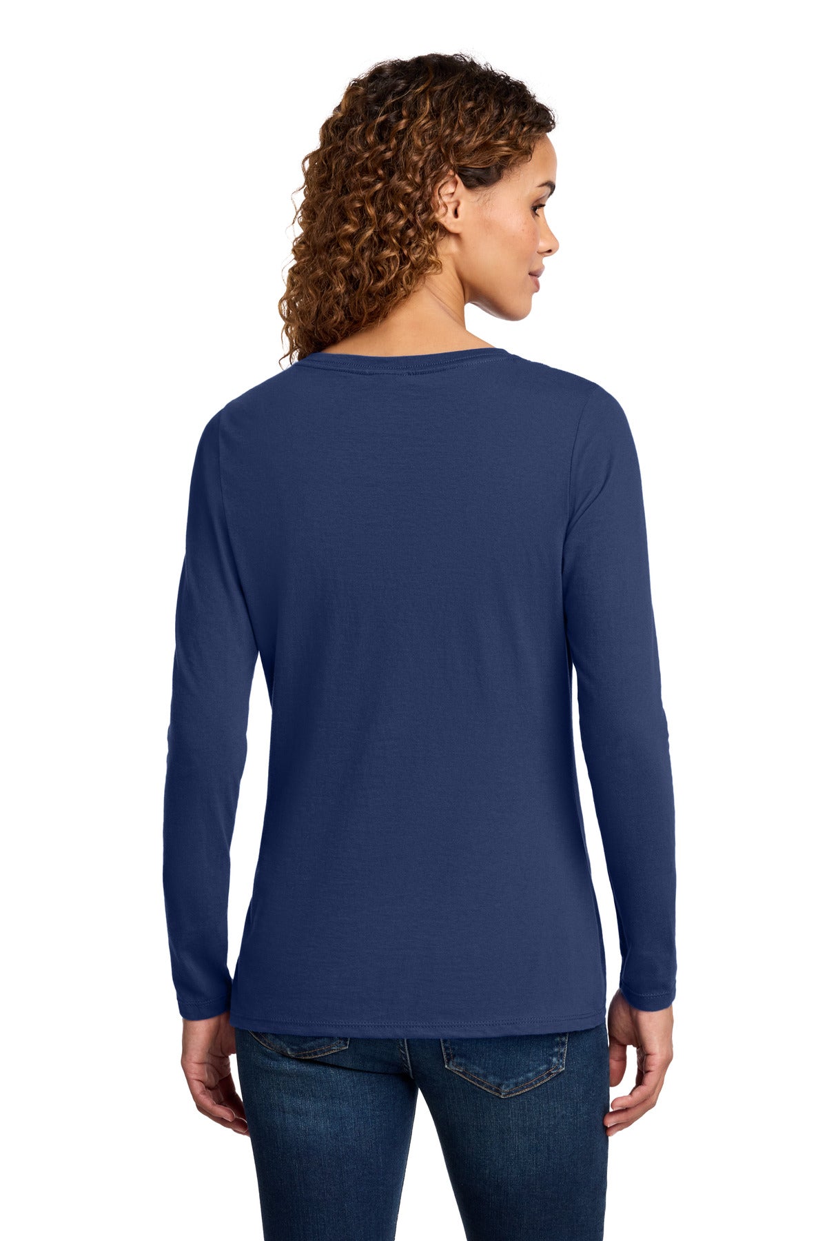 Port & Co Women's Long Sleeve Fan Favorite V-Neck Tee. LPC450VLS - Team Navy - back