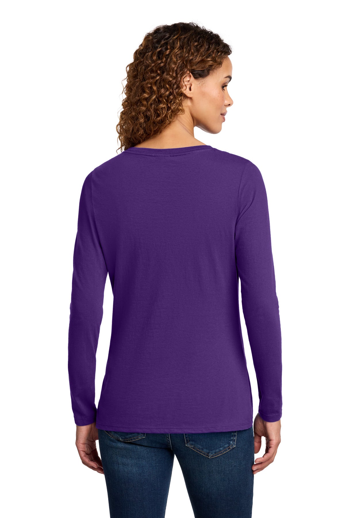 Port & Co Women's Long Sleeve Fan Favorite V-Neck Tee. LPC450VLS - Team Purple - back