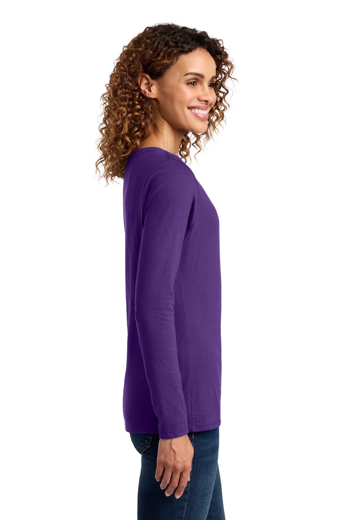 Port & Co Women's Long Sleeve Fan Favorite V-Neck Tee. LPC450VLS - Team Purple - side