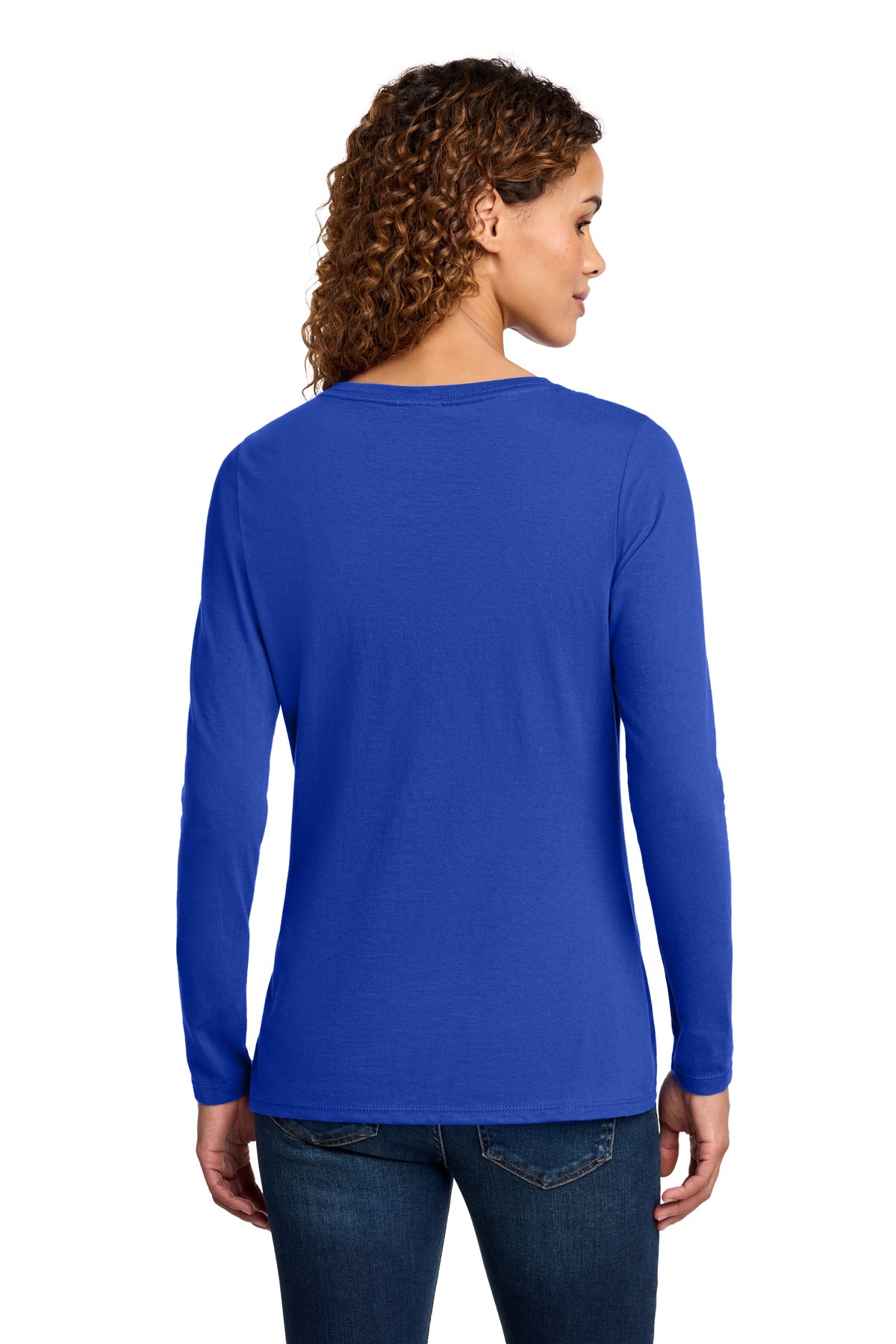 Port & Co Women's Long Sleeve Fan Favorite V-Neck Tee. LPC450VLS - True Royal - back