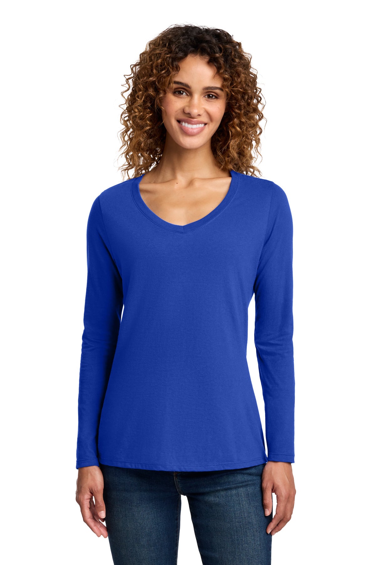 Port & Co Women's Long Sleeve Fan Favorite V-Neck Tee. LPC450VLS - True Royal - front