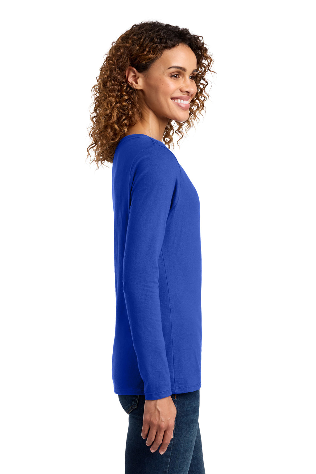 Port & Co Women's Long Sleeve Fan Favorite V-Neck Tee. LPC450VLS - True Royal - side