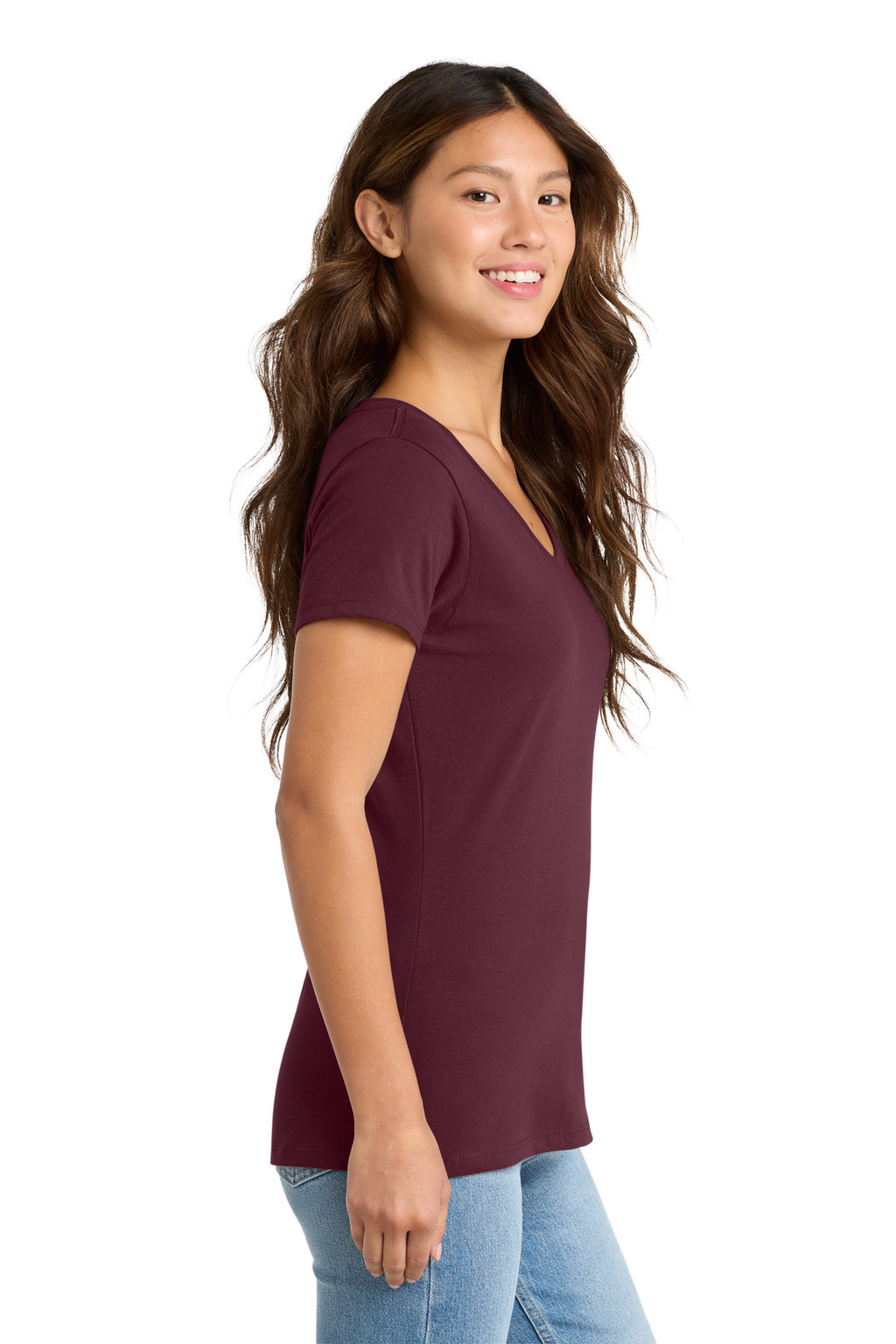 Port & Co Women's Fan Favorite V-Neck Tee. LPC450V - Athletic Maroon - side