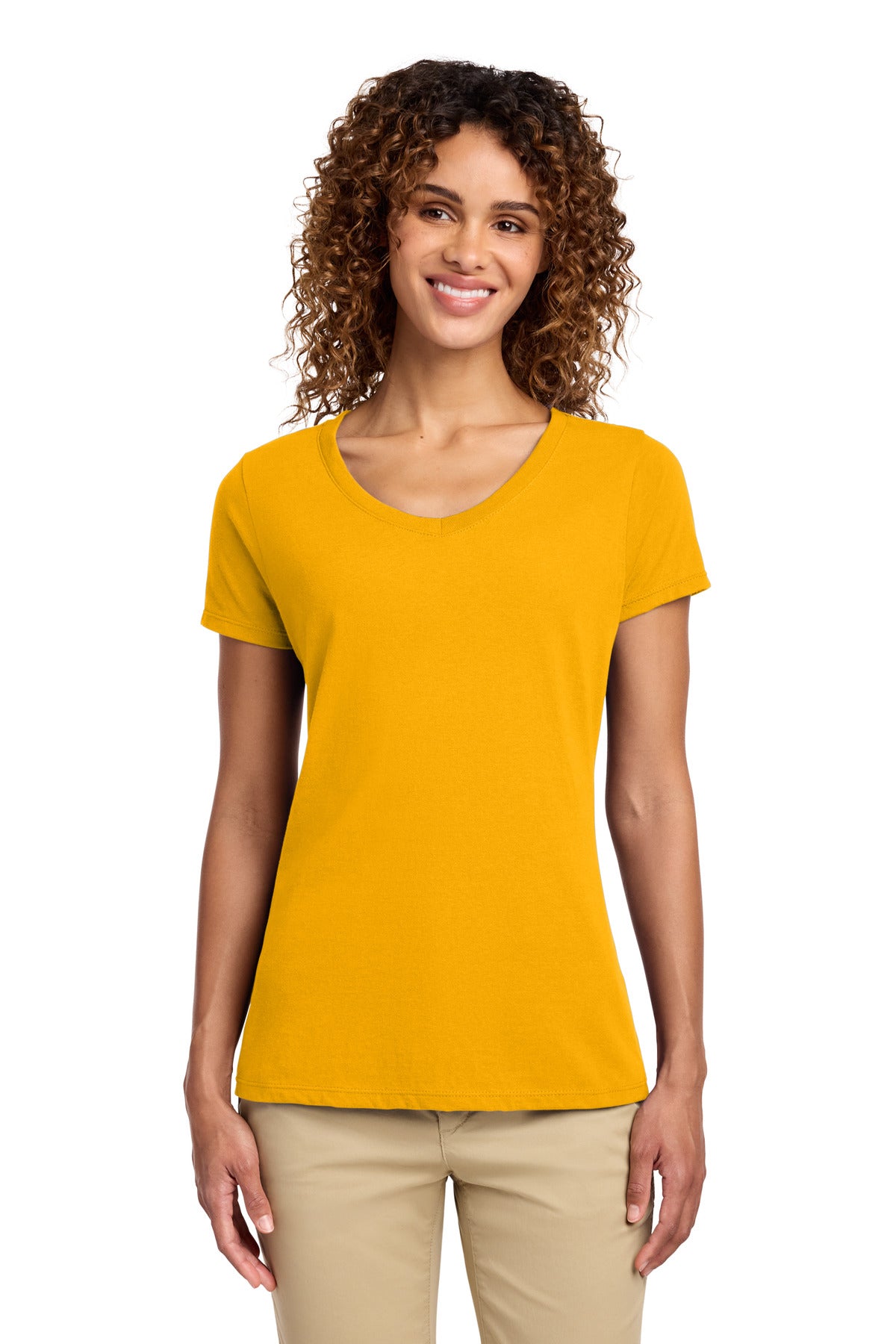Port & Co Women's Fan Favorite V-Neck Tee. LPC450V - Bright Gold - front