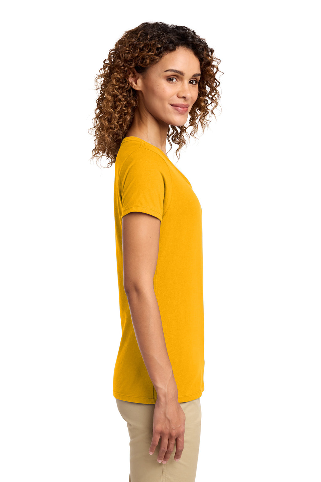Port & Co Women's Fan Favorite V-Neck Tee. LPC450V - Bright Gold - side