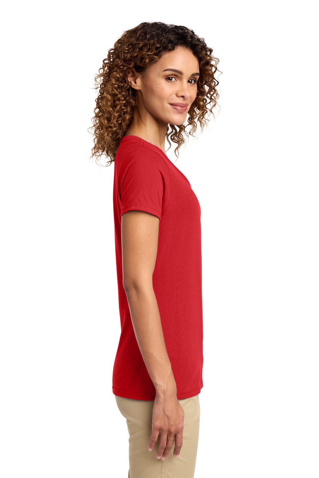 Port & Co Women's Fan Favorite V-Neck Tee. LPC450V - Bright Red - side