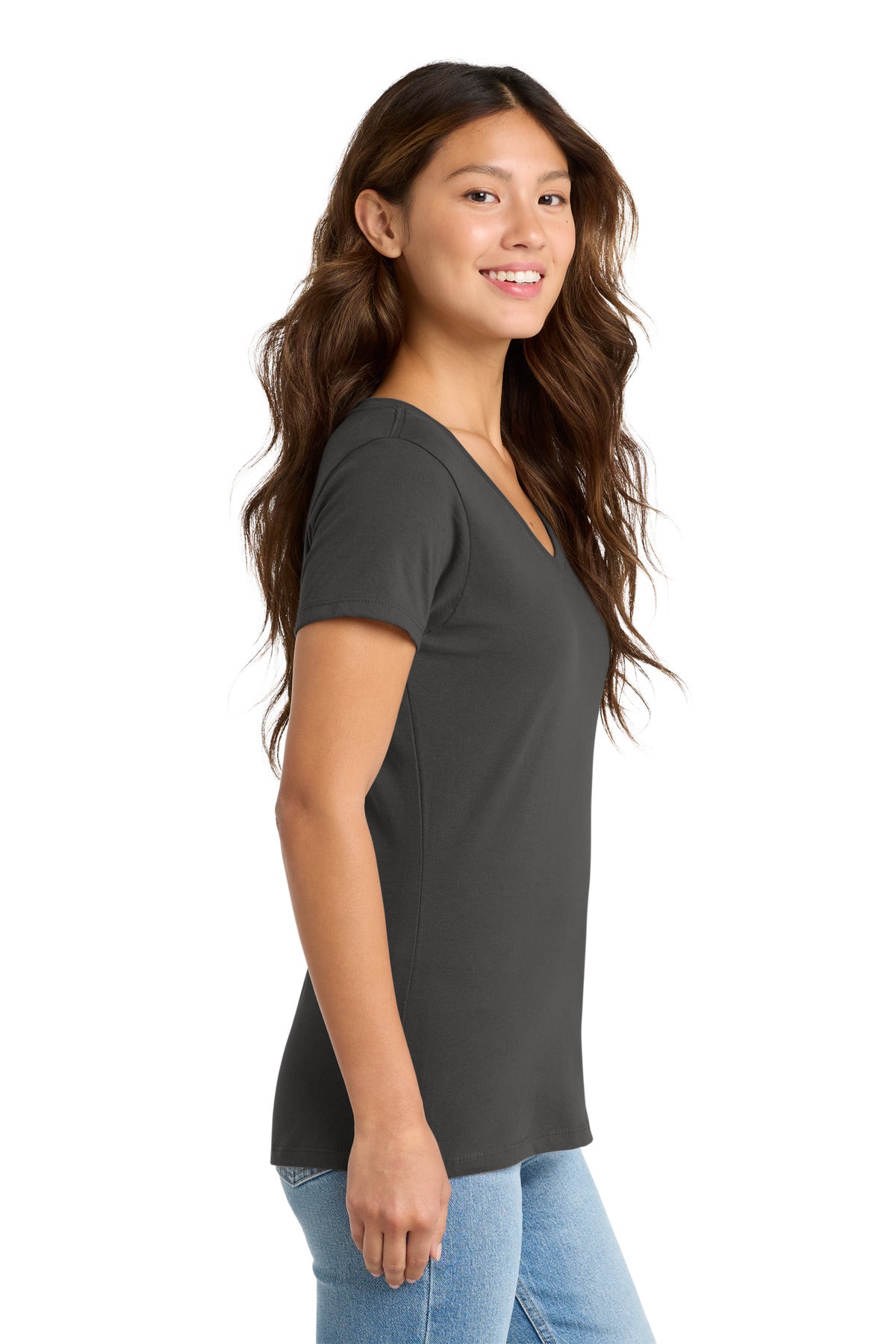 Port & Co Women's Fan Favorite V-Neck Tee. LPC450V - Charcoal - side